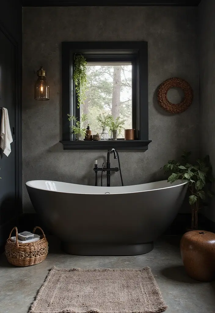 28 Dark Boho Bathroom Designs With Moody Vibes - 7. Unique Bathtubs: A Focal Point
