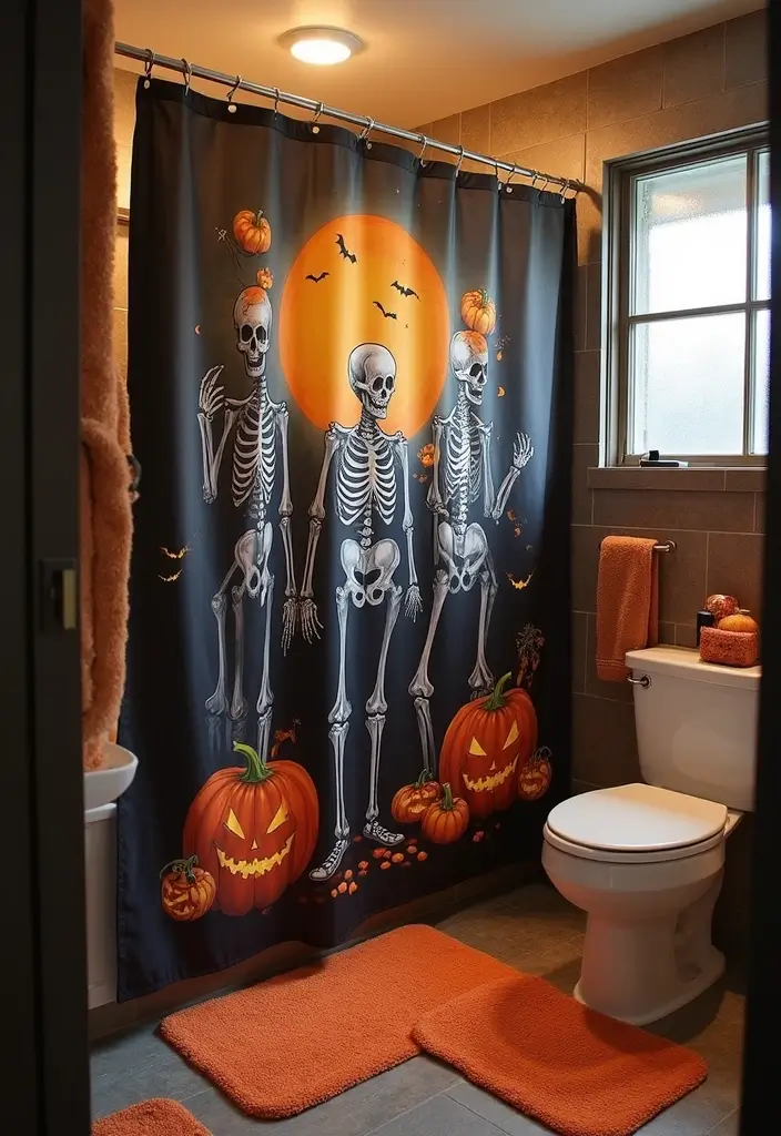 28 Halloween Bathroom Ideas That Are Spooky and Fun - 1. Spooky Shower Curtains