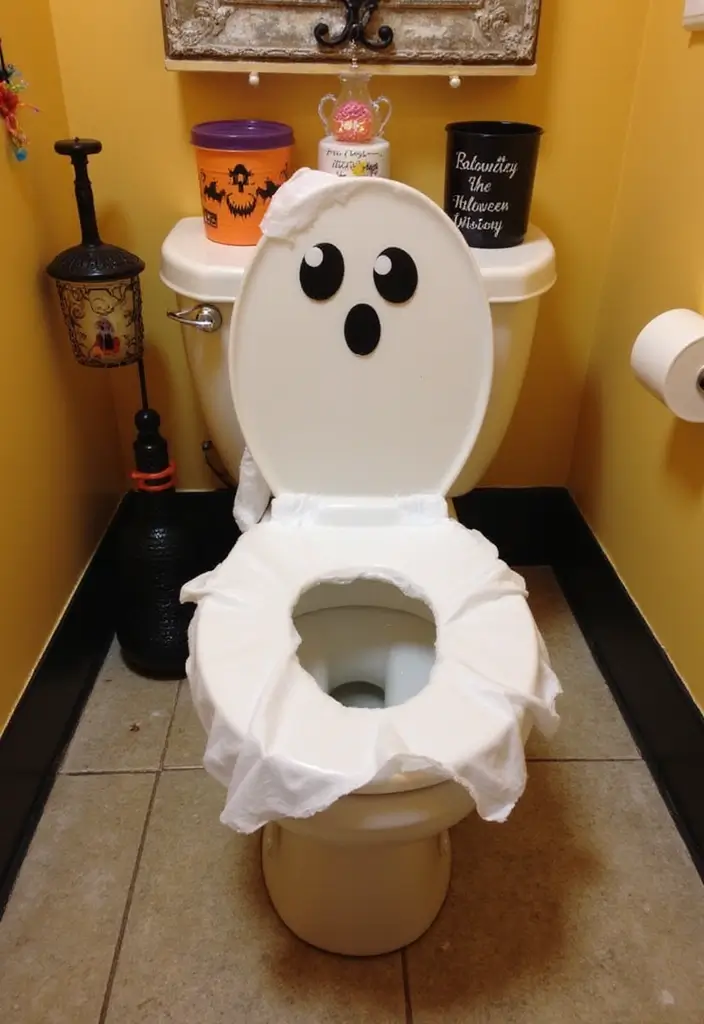28 Halloween Bathroom Ideas That Are Spooky and Fun - 10. Creative Toilet Decor