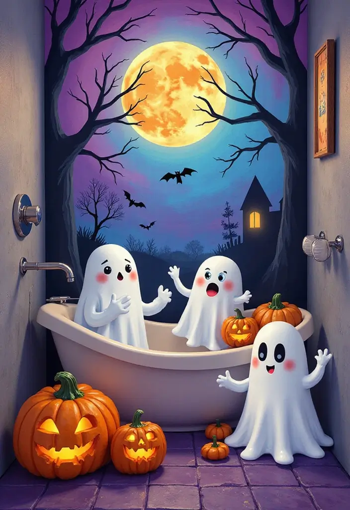 28 Halloween Bathroom Ideas That Are Spooky and Fun - 13. Spooky Artwork for Kids