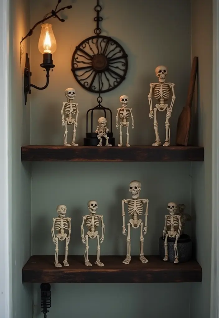 28 Halloween Bathroom Ideas That Are Spooky and Fun - 19. Skeleton Accents