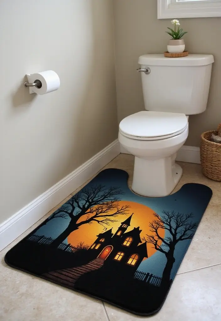28 Halloween Bathroom Ideas That Are Spooky and Fun - 21. Frightening Floor Décor