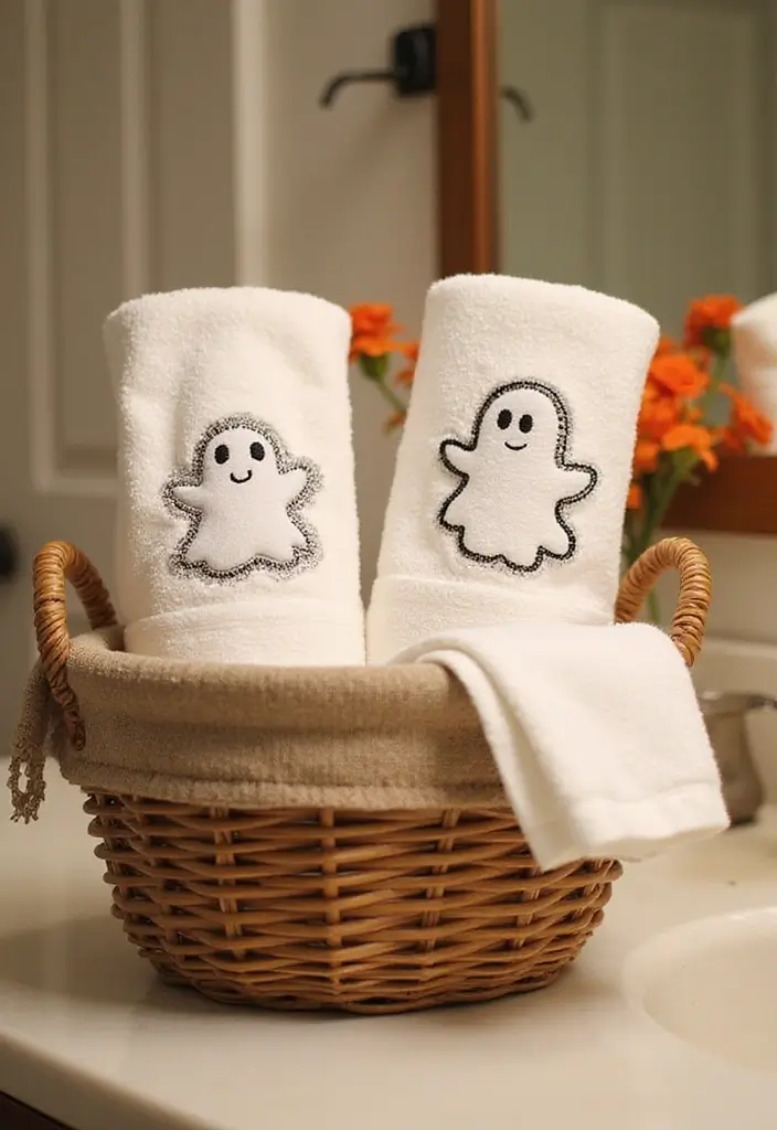 28 Halloween Bathroom Ideas That Are Spooky and Fun - 3. Ghostly Hand Towels