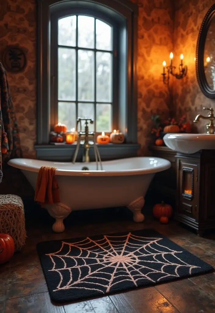 28 Halloween Bathroom Ideas That Are Spooky and Fun - 4. Festive Bath Mats