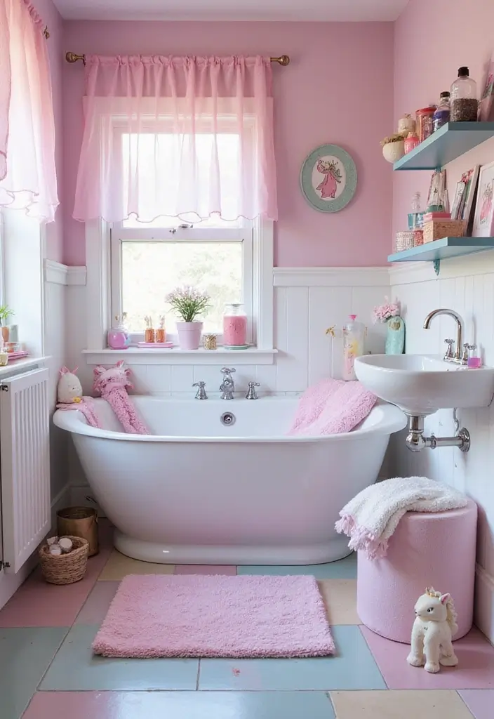 28 Kids Bathroom Ideas That Are Playful and Easy to Clean - 13. Magical Unicorn Dreams