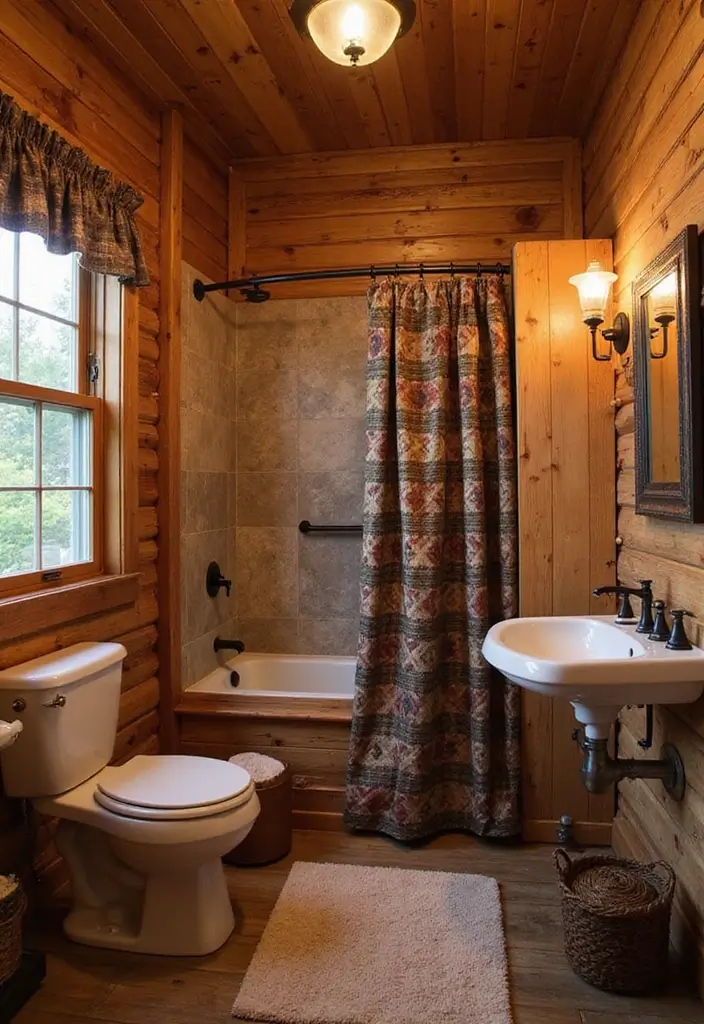 28 Kids Bathroom Ideas That Are Playful and Easy to Clean - 17. Cozy Cabin Retreat