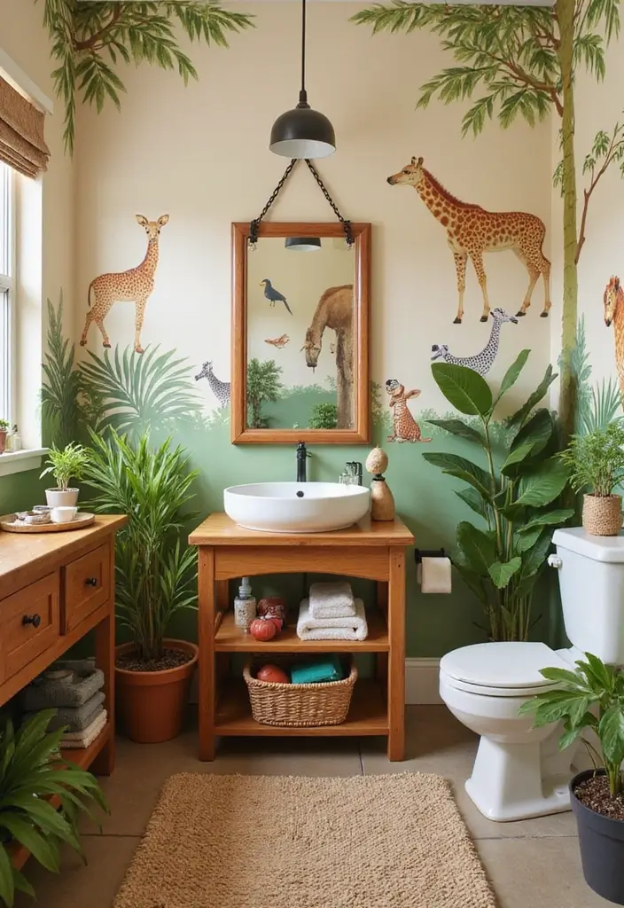 28 Kids Bathroom Ideas That Are Playful and Easy to Clean - 2. Jungle Safari Escape