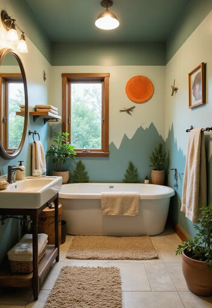 28 Kids Bathroom Ideas That Are Playful and Easy to Clean - 23. Outdoor Adventure