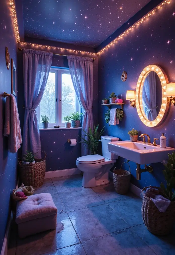 28 Kids Bathroom Ideas That Are Playful and Easy to Clean - 28. Galactic Wizardry