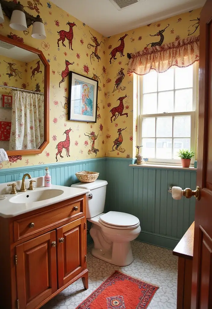 28 Kids Bathroom Ideas That Are Playful and Easy to Clean - 6. Vintage Circus Fun