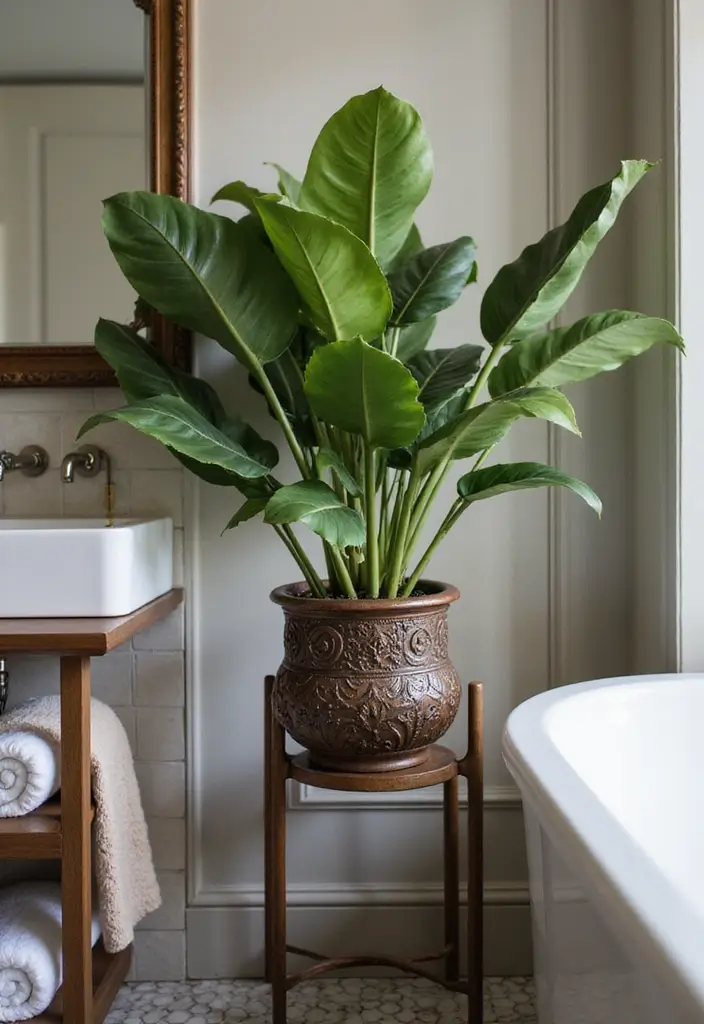 28 Plants in Bathroom Ideas That Freshen the Air - 11. Cast Iron Plant: Sturdy and Stylish