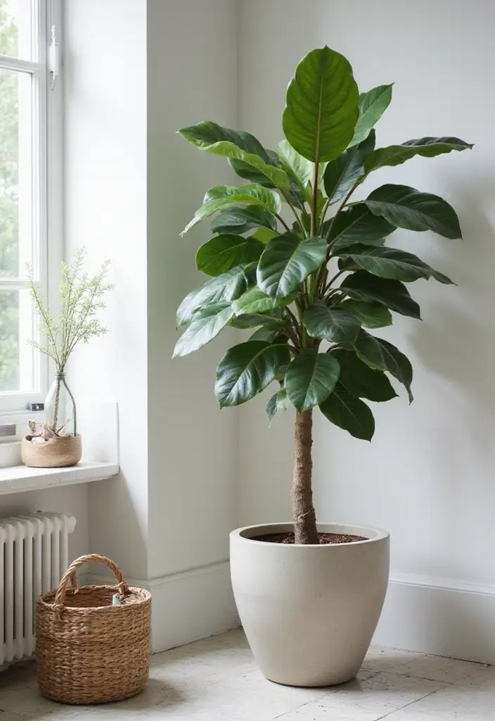 28 Plants in Bathroom Ideas That Freshen the Air - 12. Fiddle Leaf Fig: A Statement Piece