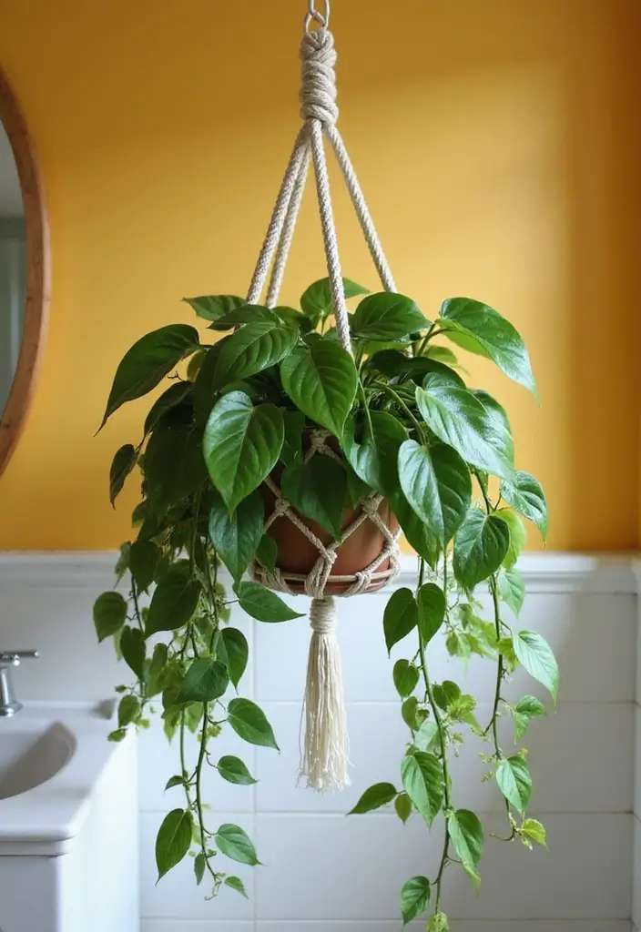 28 Plants in Bathroom Ideas That Freshen the Air - 2. Pothos: A Cascading Beauty