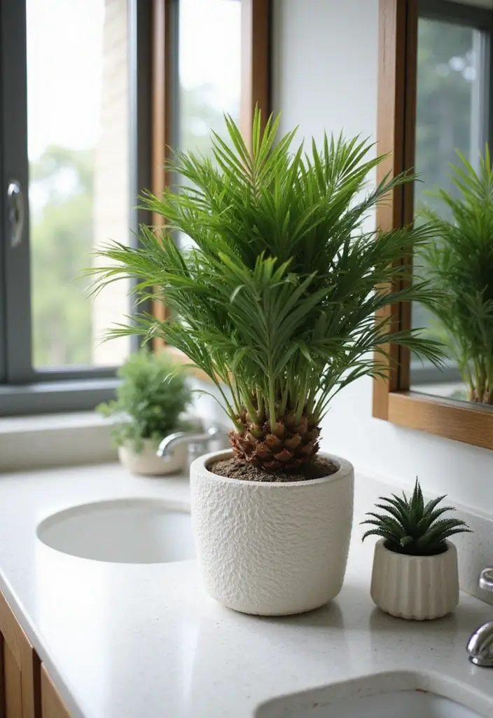 28 Plants in Bathroom Ideas That Freshen the Air - 27. Sago Palm: A Unique Addition