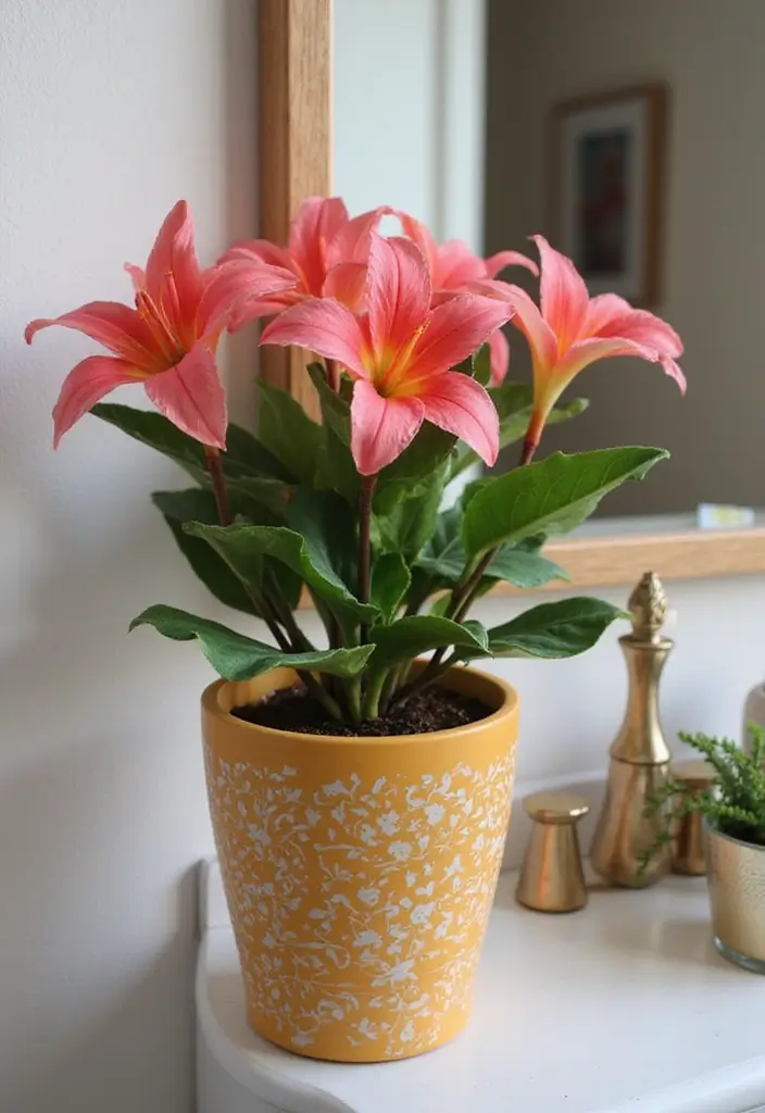 28 Plants in Bathroom Ideas That Freshen the Air - 28. Flamingo Flower: A Splash of Color