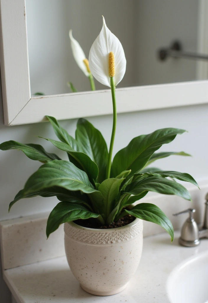 28 Plants in Bathroom Ideas That Freshen the Air - 5. Peace Lily: The Elegant Bloom