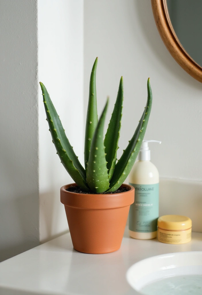 28 Plants in Bathroom Ideas That Freshen the Air - 8. Aloe Vera: The Healing Plant