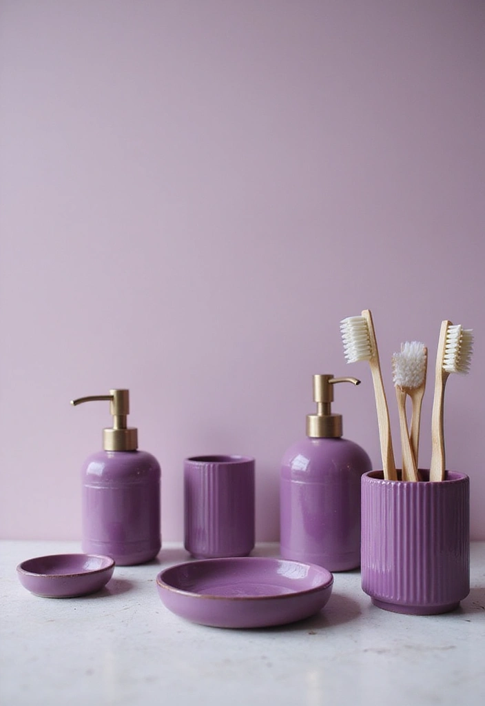 28 Plum Bathroom Ideas With Deep Luxurious Tones - 12. Plum in Bathroom Accessories