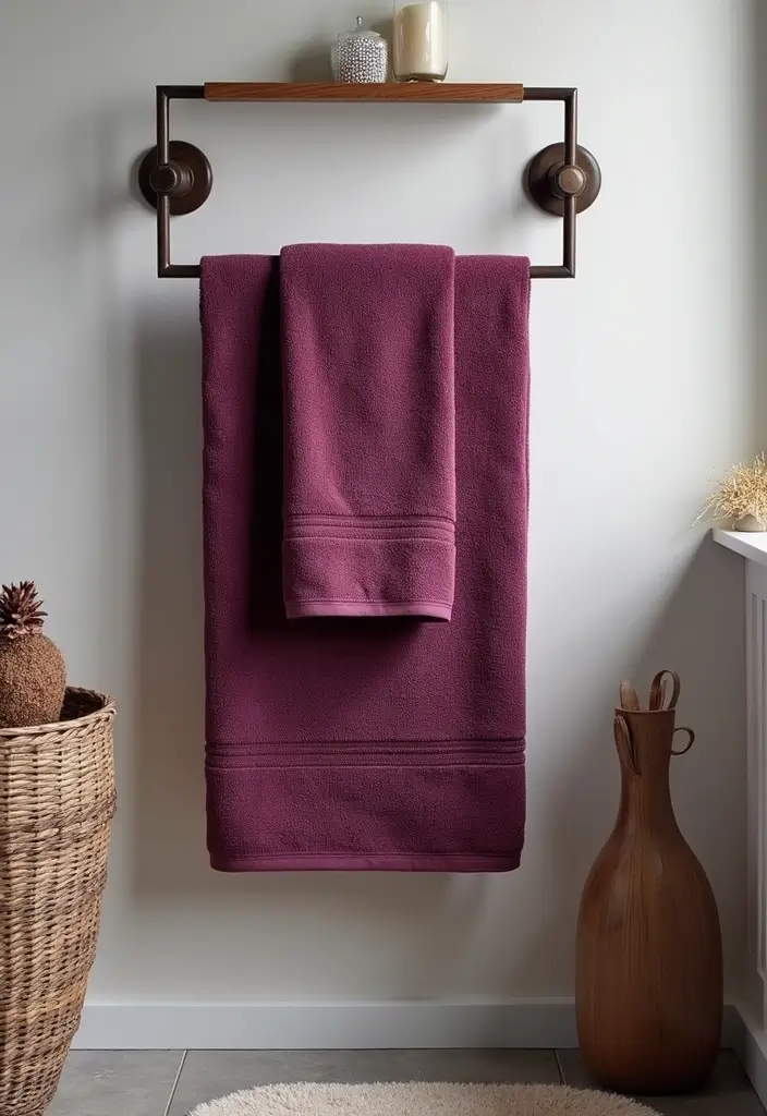 28 Plum Bathroom Ideas With Deep Luxurious Tones - 16. Rich Plum Towels