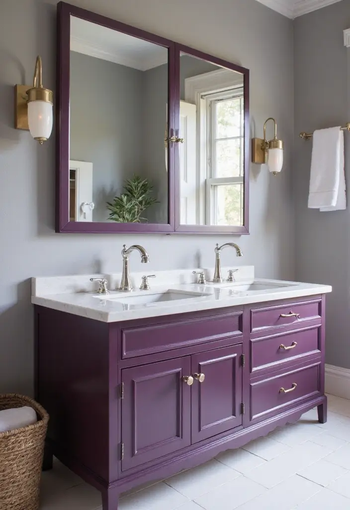 28 Plum Bathroom Ideas With Deep Luxurious Tones - 6. Plum Vanity Units