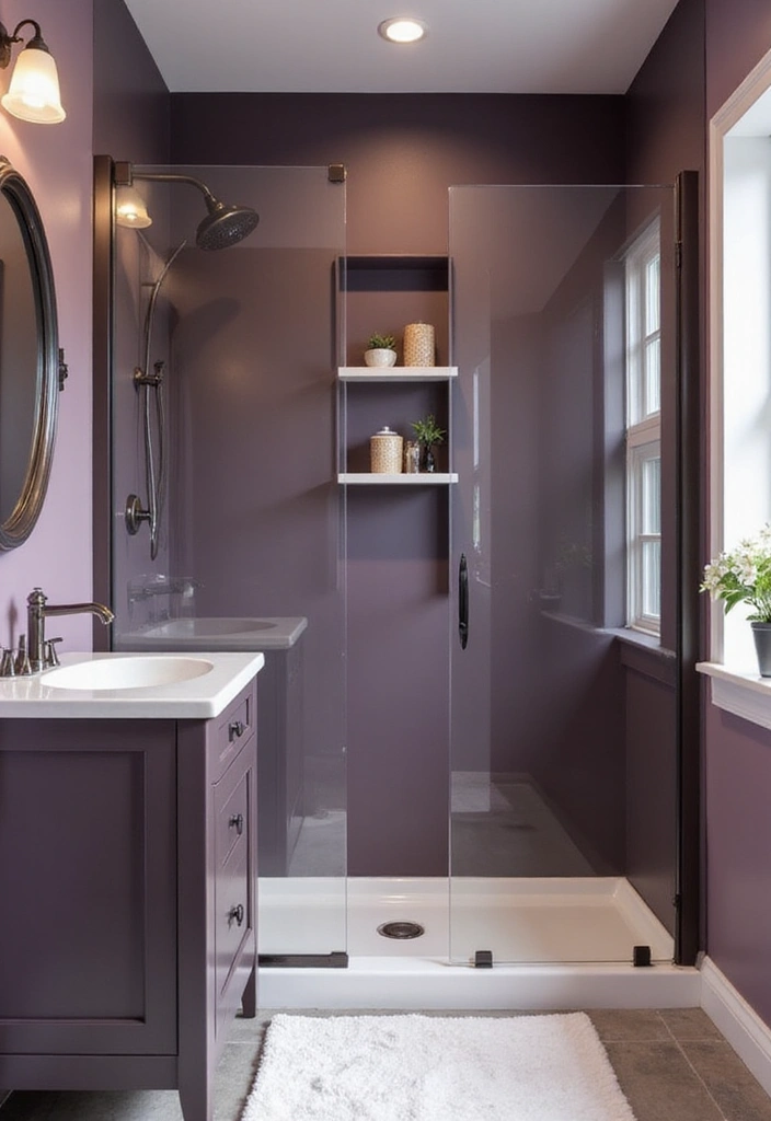28 Plum Bathroom Ideas With Deep Luxurious Tones - 7. Plum in Small Bathroom Designs