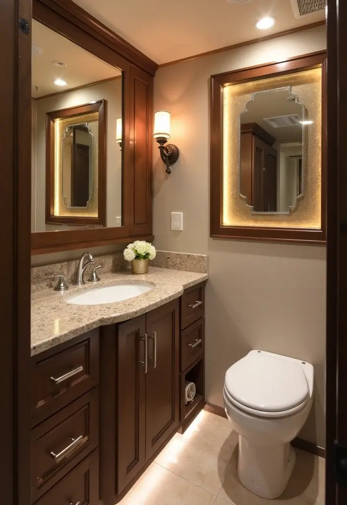 28 RV Bathroom Remodel Ideas That Save Space - 15. Integrated Lighting