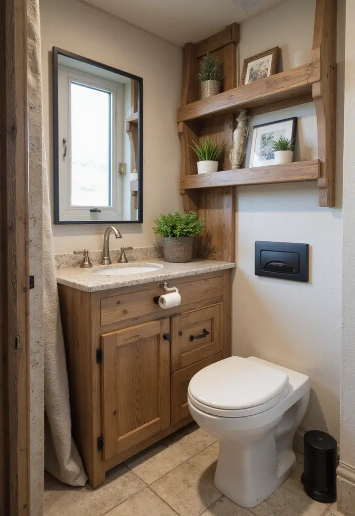 28 RV Bathroom Remodel Ideas That Save Space - 21. Natural Elements