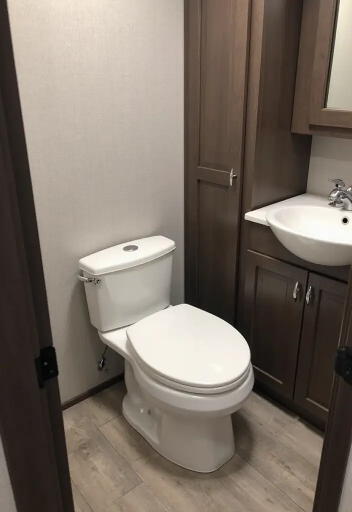 28 RV Bathroom Remodel Ideas That Save Space - 6. Compact Toilet Designs