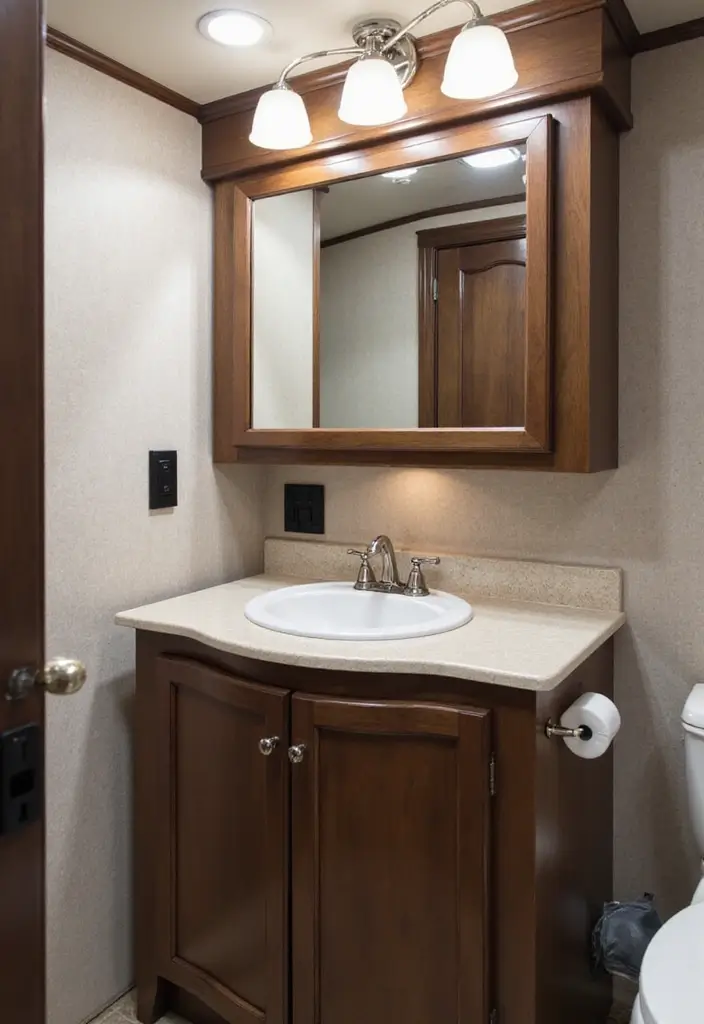 28 RV Bathroom Remodel Ideas That Save Space - 8. Multifunctional Mirrors
