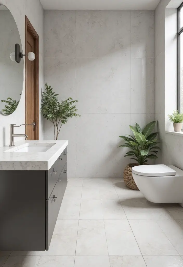 28 Teen Boy Bathroom Ideas That Are Cool and Functional - 15. Easy-Clean Surfaces