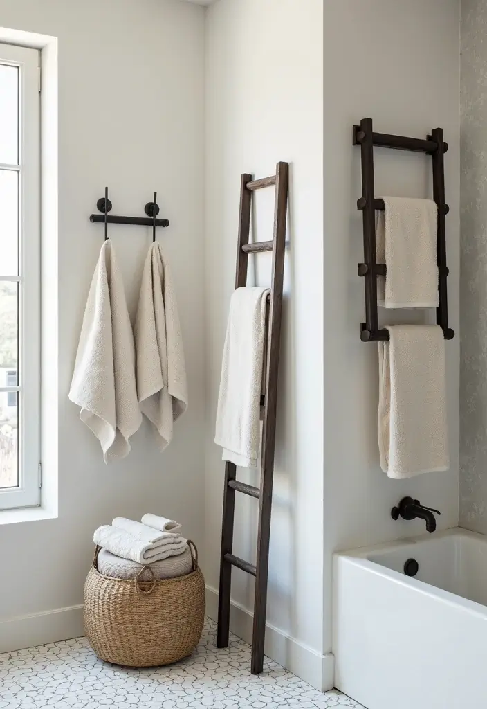 28 Teen Boy Bathroom Ideas That Are Cool and Functional - 18. Unique Towel Racks