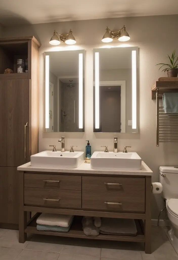 28 Teen Boy Bathroom Ideas That Are Cool and Functional - 23. Stylish Vanity Lighting