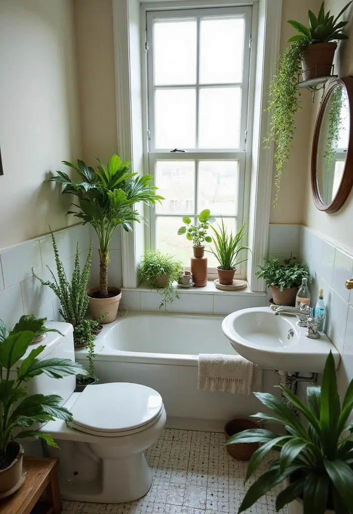 28 Toilet and Sink Bathroom Ideas That Maximize Small Spaces - 18. Bathroom Plants