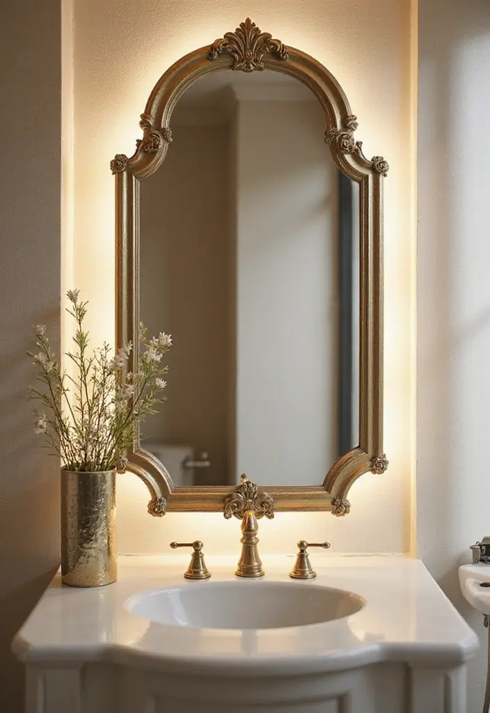28 Toilet and Sink Bathroom Ideas That Maximize Small Spaces - 19. Decorative Mirrors