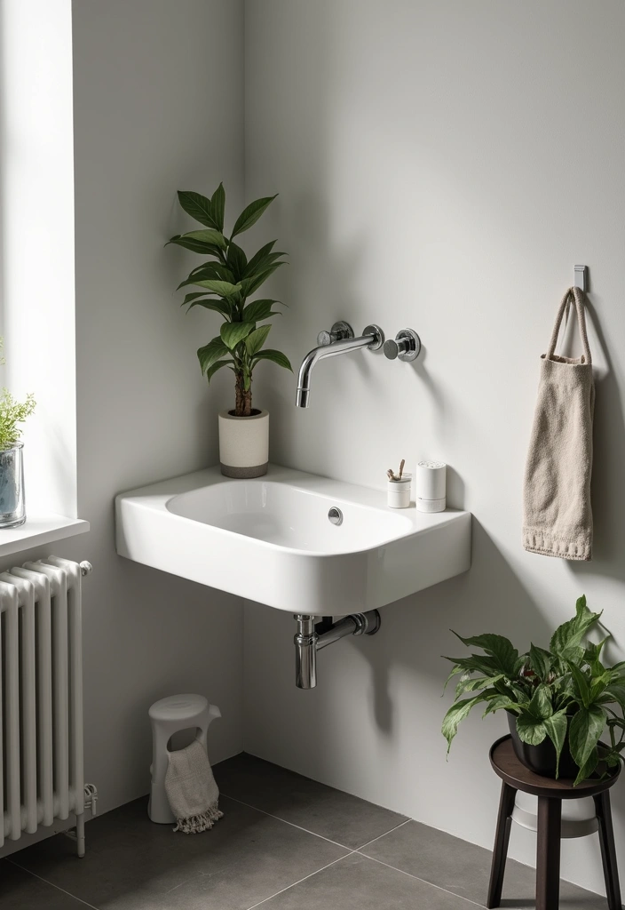 28 Toilet and Sink Bathroom Ideas That Maximize Small Spaces - 2. Compact Corner Sink
