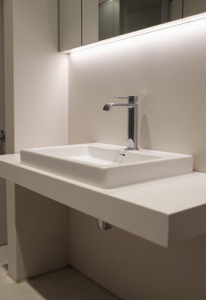 28 Toilet and Sink Bathroom Ideas That Maximize Small Spaces - 7. Minimalist Sink Design