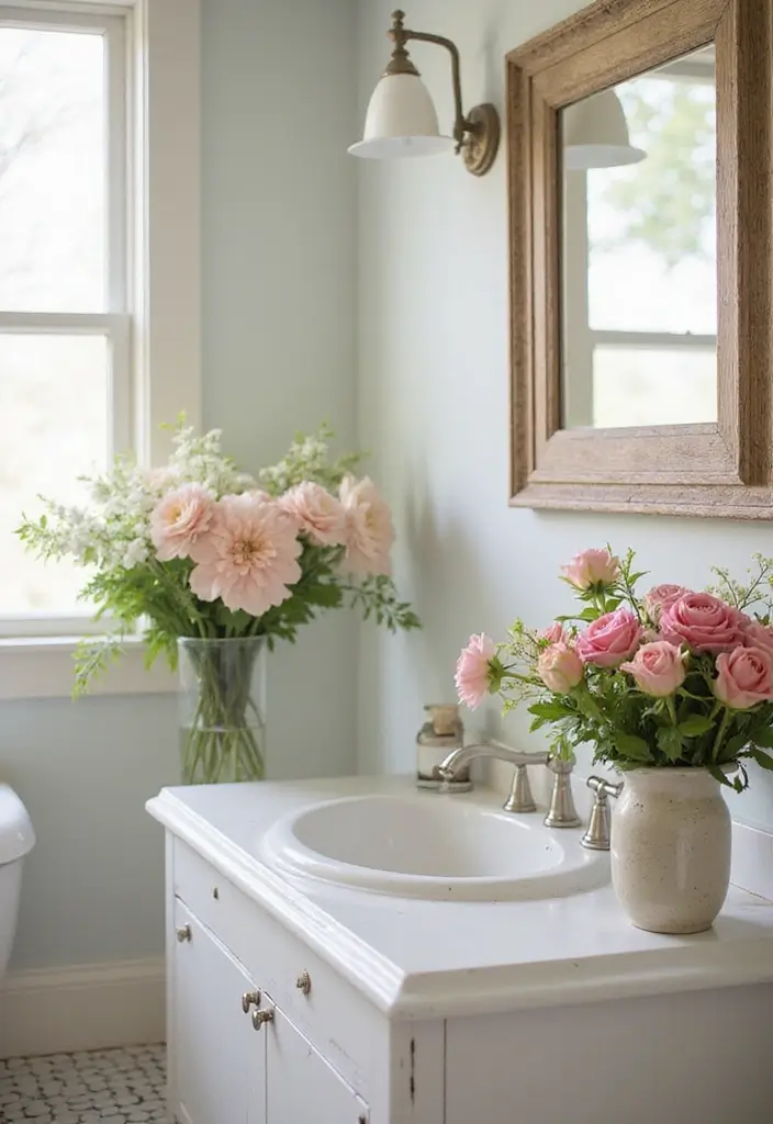 28 Whimsical Bathroom Ideas That Feel Magical - 17. Floral Arrangements