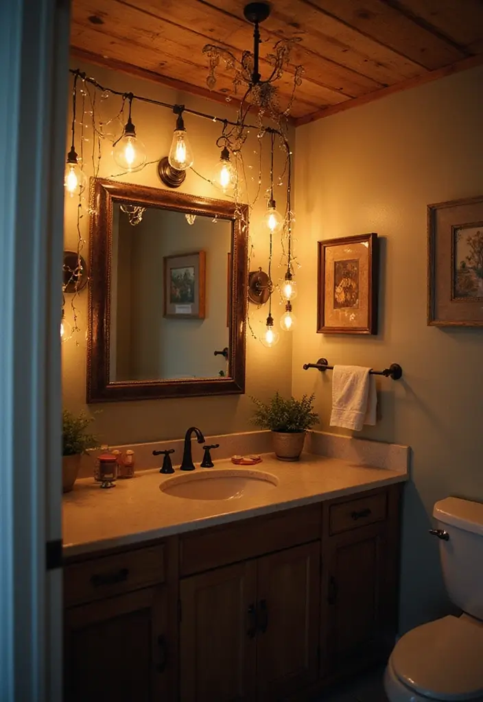28 Whimsical Bathroom Ideas That Feel Magical - 3. Enchanted Lighting Fixtures