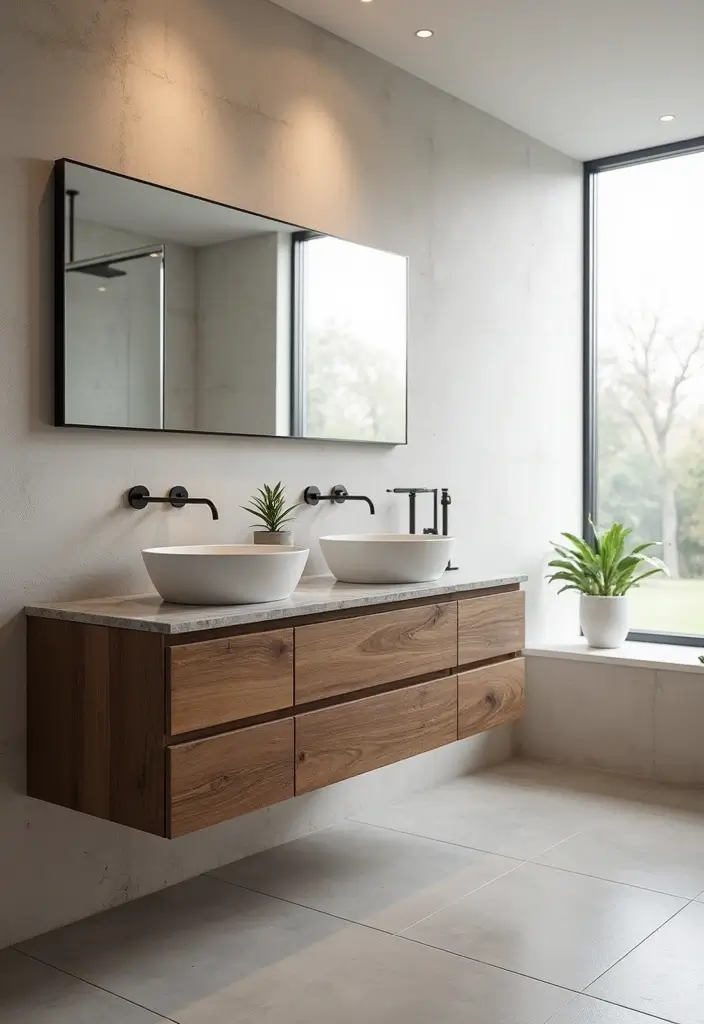 29 Bali Bathroom Design Inspirations With a Tropical Feel - 13. Floating Vanities