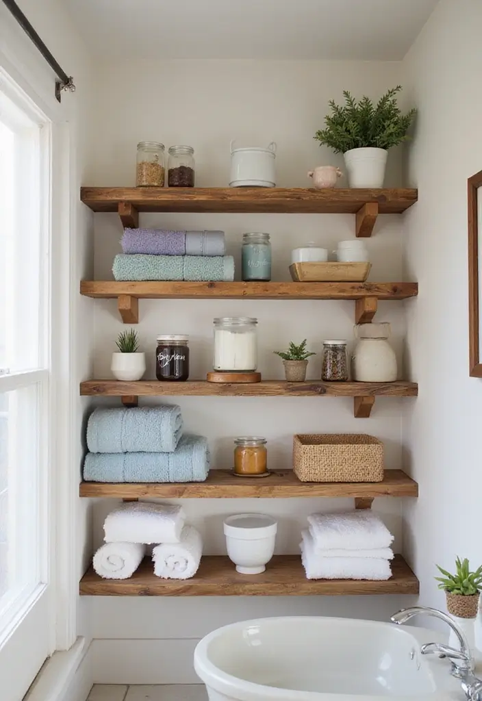 29 Bali Bathroom Design Inspirations With a Tropical Feel - 6. Open Shelving