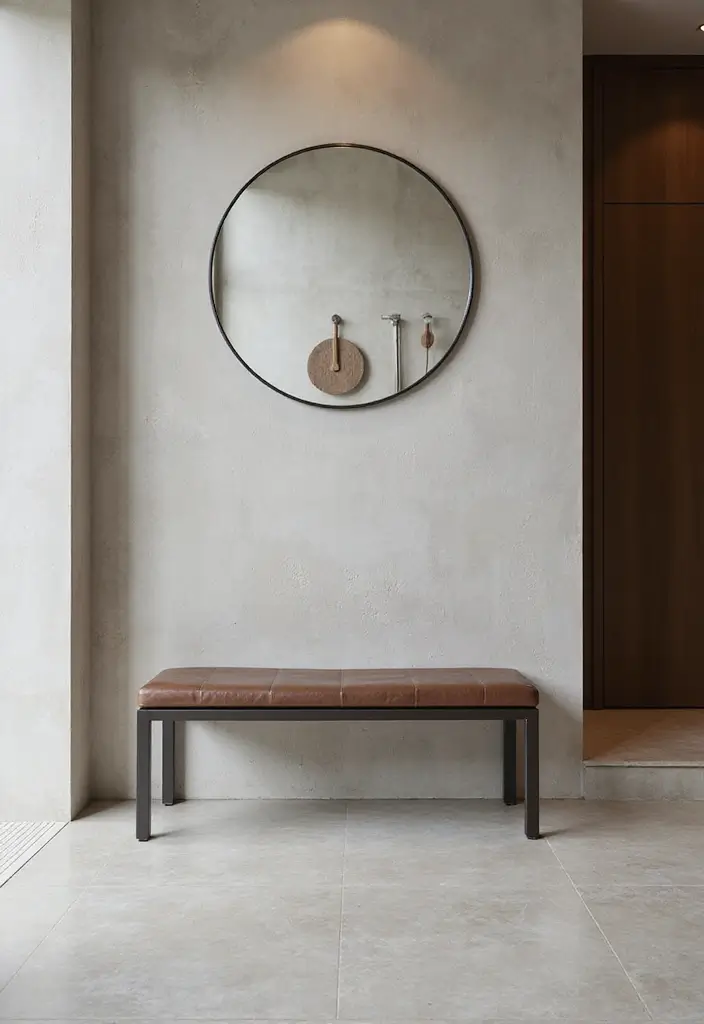 29 Bathroom Bench Ideas That Add Comfort and Functionality - 13. Metal Bench