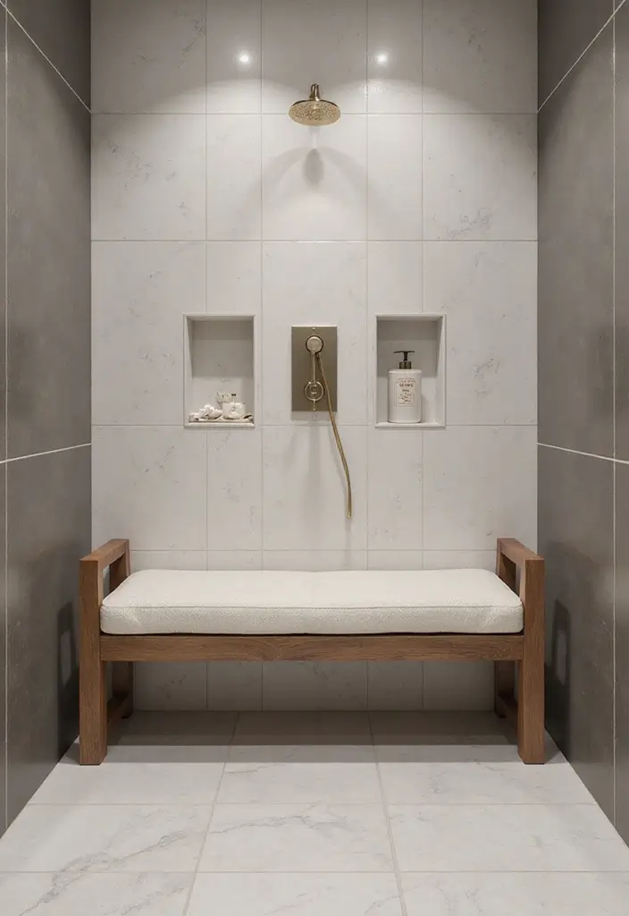 29 Bathroom Bench Ideas That Add Comfort and Functionality - 14. Shower Bench