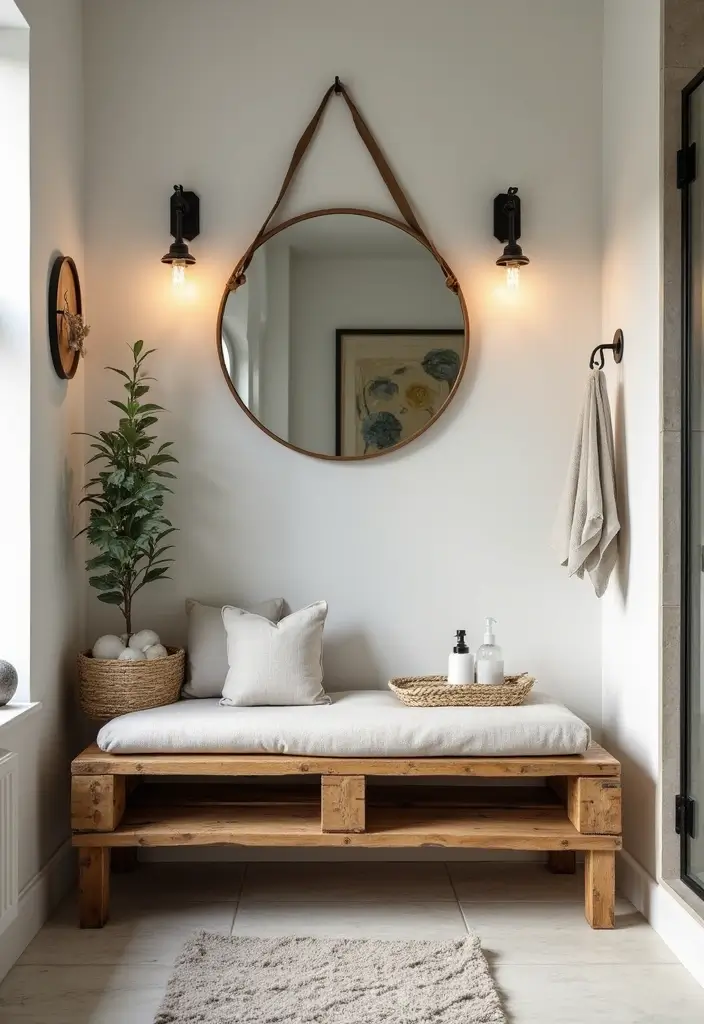 29 Bathroom Bench Ideas That Add Comfort and Functionality - 17. DIY Pallet Bench