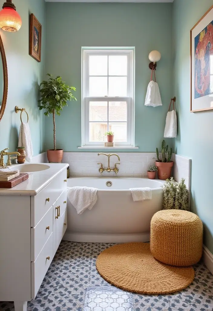 29 Bathroom Bench Ideas That Add Comfort and Functionality - 20. Contemporary Pouf Bench