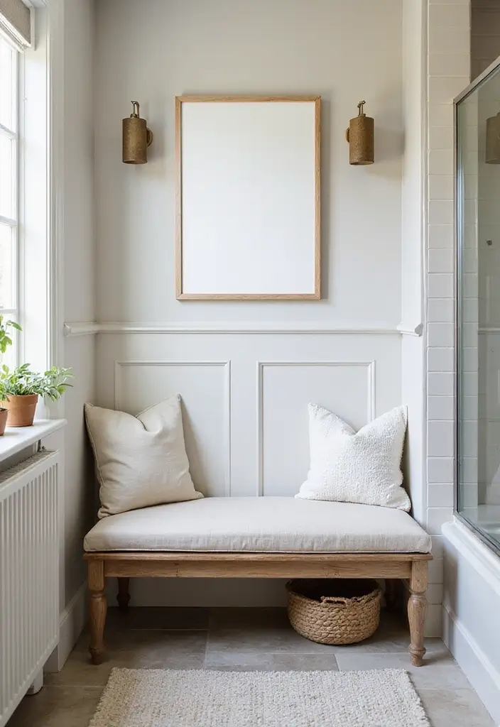 29 Bathroom Bench Ideas That Add Comfort and Functionality - 25. DIY Cushioned Bench