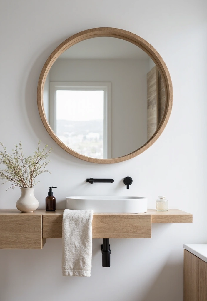 29 Bathroom Circle Mirror Designs That Feel Minimal - 11. Eco-Friendly Resin Circle Mirror
