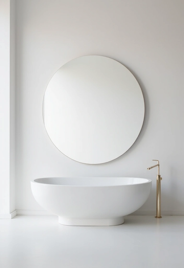 29 Bathroom Circle Mirror Designs That Feel Minimal - 19. Sleek White Circle Mirror