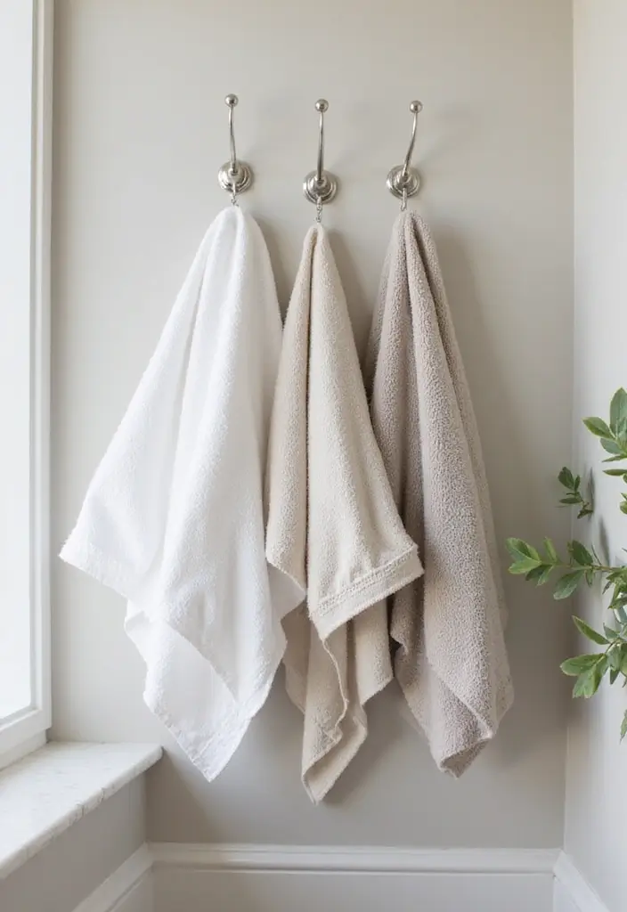 29 Bathroom Corner Decor Ideas That Utilize Every Space - 14. Wall-Mounted Hooks