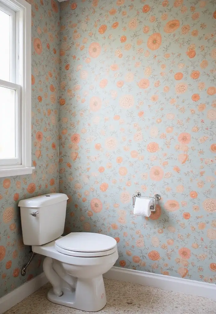 29 Bathroom Corner Decor Ideas That Utilize Every Space - 25. Customized Corner Wallpaper