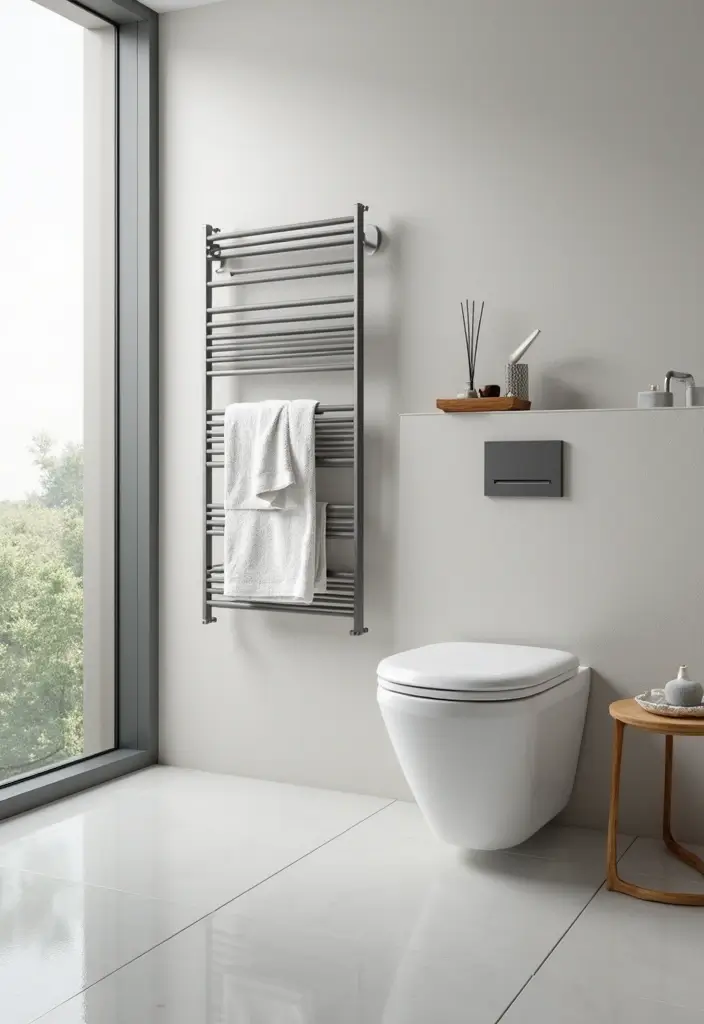 29 Bathroom Corner Decor Ideas That Utilize Every Space - 9. Floating Towel Racks